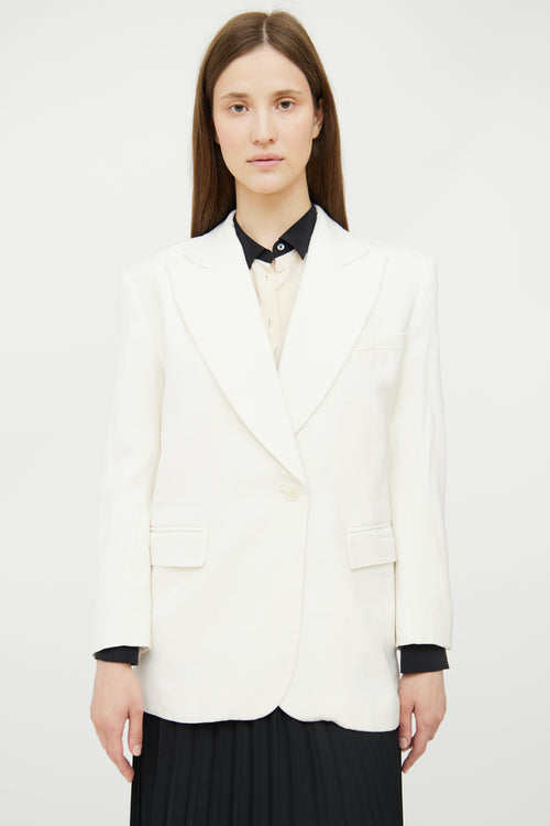 Sandro Cream Peak Lapel Oversized Blazer