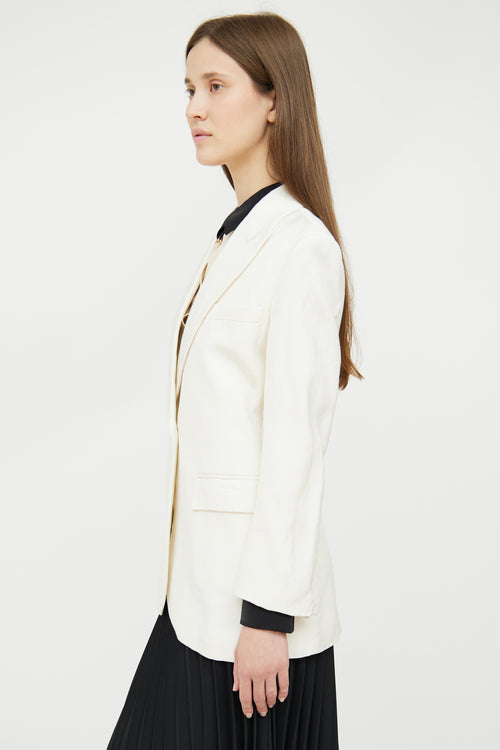 Sandro Cream Peak Lapel Oversized Blazer