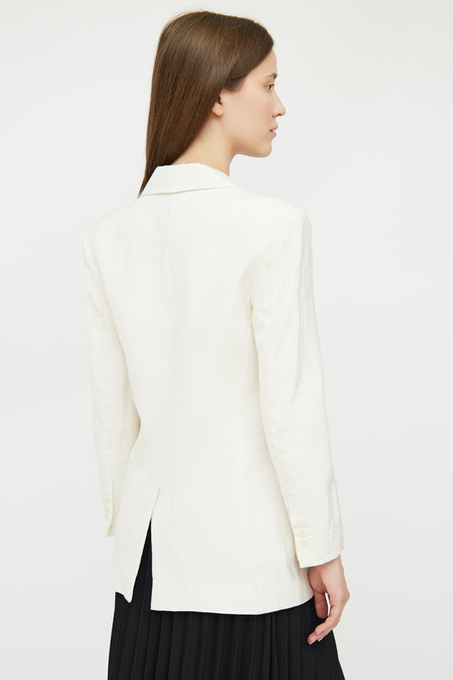 Sandro Cream Peak Lapel Oversized Blazer