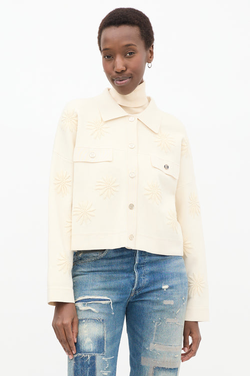 Cream Floral Embroidered Jacket