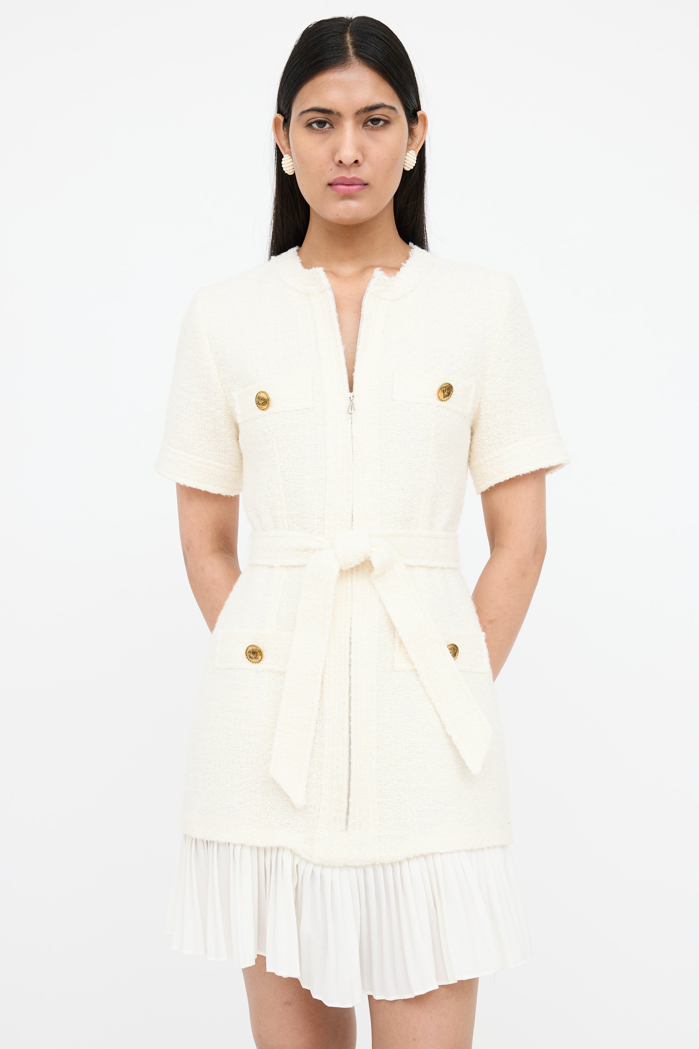 Sandro // Tweed Belted Dress VSP Consignment Sandro // Tweed Belted Dress VSP Consignment