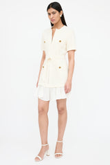 Sandro Tweed Belted Pleated Dress