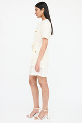 Sandro Tweed Belted Pleated Dress