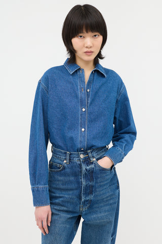 Sandro Denim Button Front Bodysuit