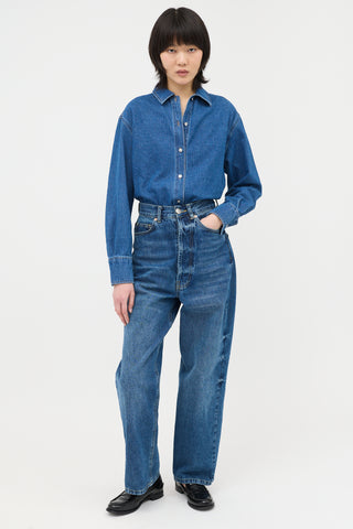 Sandro Denim Button Front Bodysuit