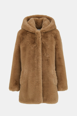 Sandro Faux Fur Hooded Coat