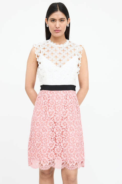 Sandro Floral Lace Contrast Dress