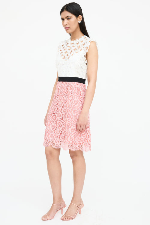 Sandro Floral Lace Contrast Dress