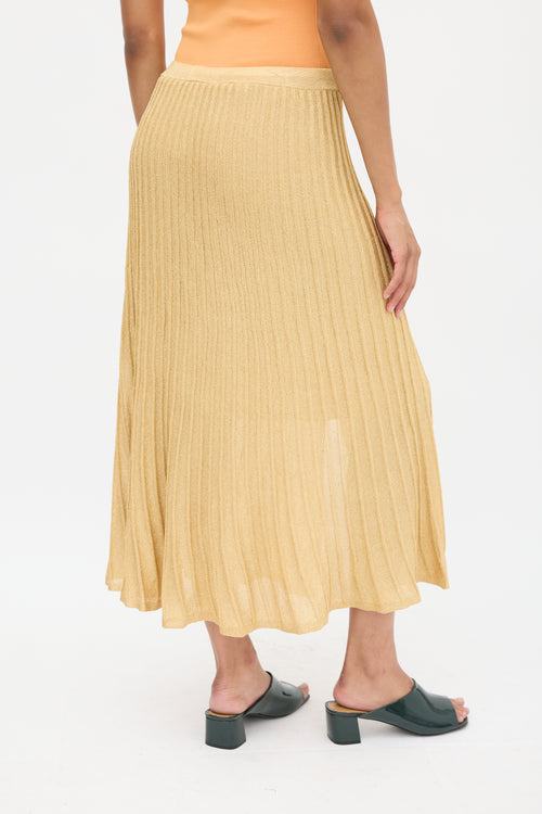 Sandro Gold Metallic Ribbed Knit Skirt