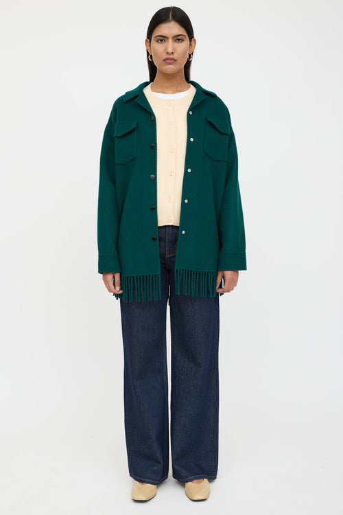 Sandro Wool Fringe Shirt Jacket
