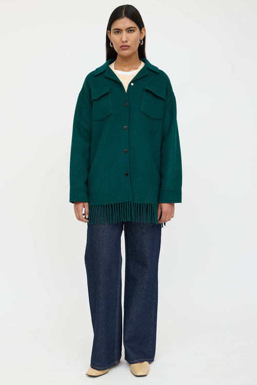 Sandro Wool Fringe Shirt Jacket