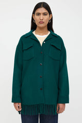 Sandro Wool Fringe Shirt Jacket