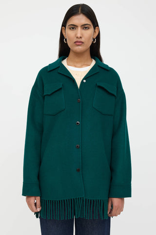 Sandro Wool Fringe Shirt Jacket