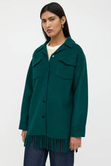 Sandro Wool Fringe Shirt Jacket
