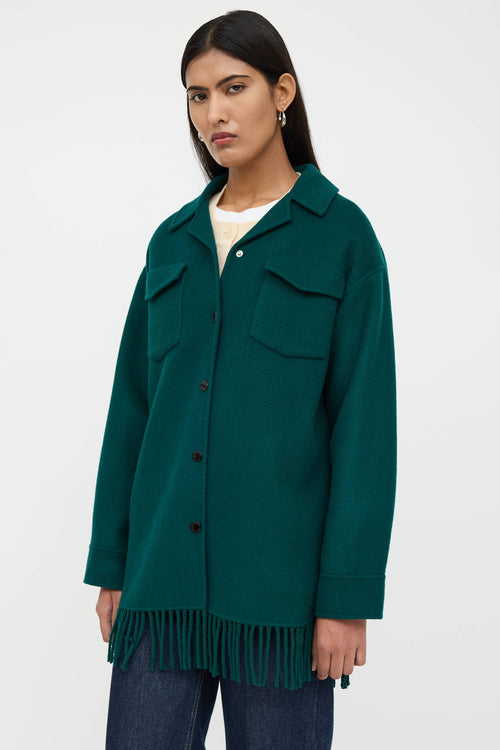 Sandro Wool Fringe Shirt Jacket