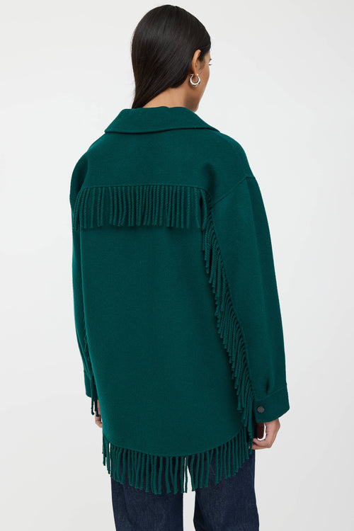 Sandro Wool Fringe Shirt Jacket