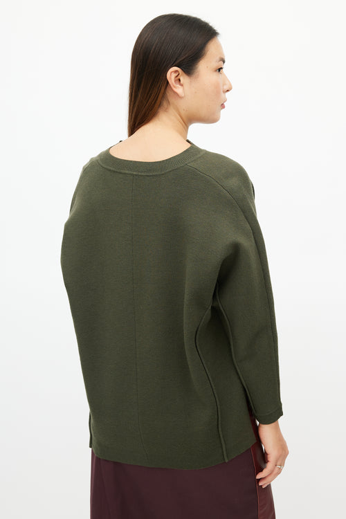 Sandro Green Knit V-Neck Sweater