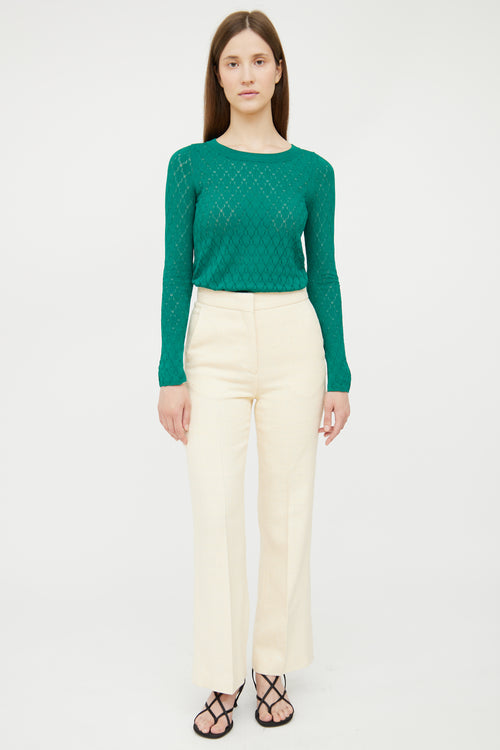 Green Fitted Textured Knit Top Sandro