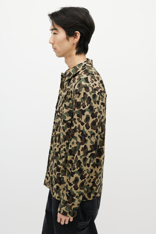 Sandro Green & Multicolour Camo Shirt