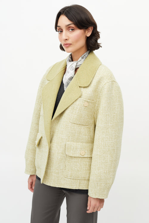 Sandro Green Tweed Wool Coat