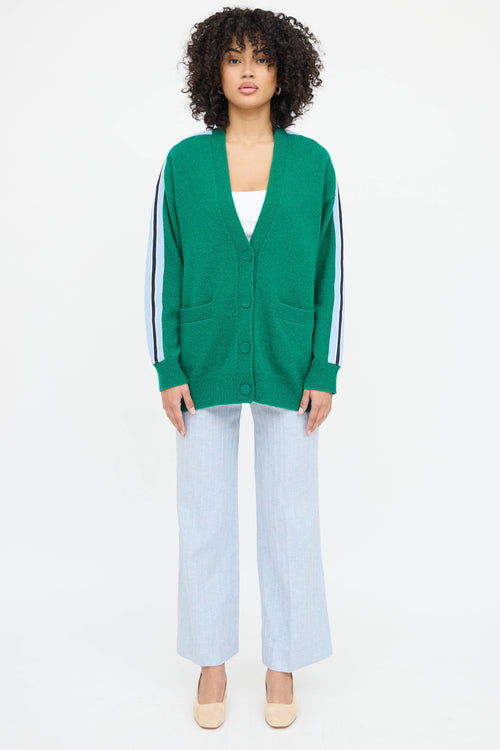 Sandro Wool Striped Knit Cardigan