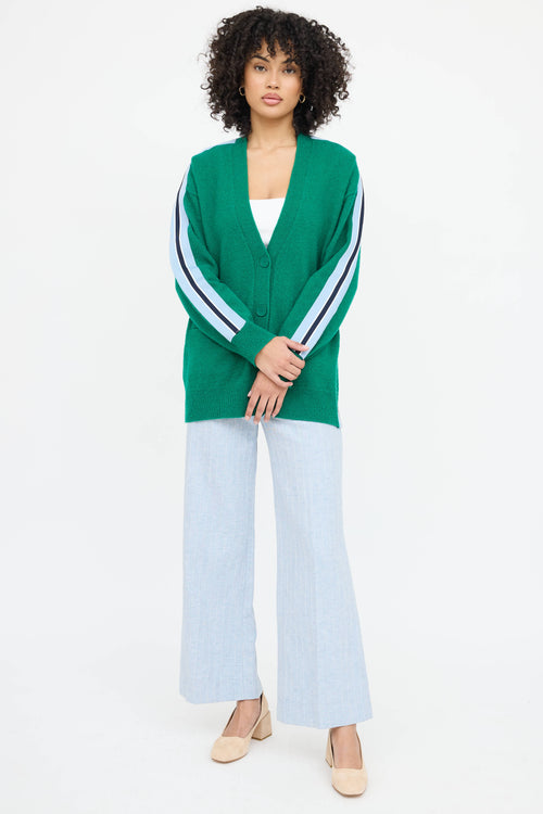 Sandro Wool Striped Knit Cardigan