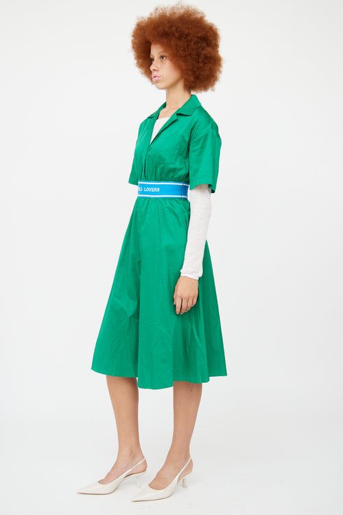 Sandro Blue World Lovers Shirt Dress