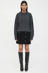 Sandro Knit Rhinestone Cropped Hoodie