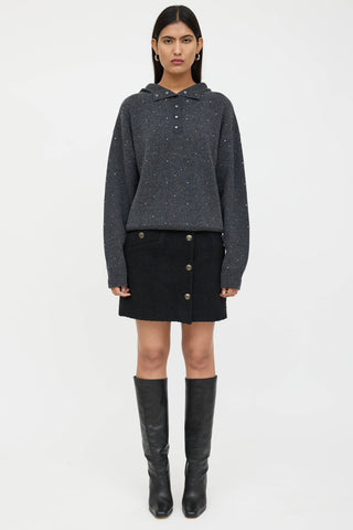 Sandro Knit Rhinestone Cropped Hoodie