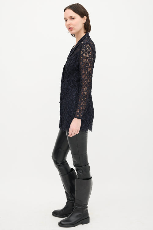 Sandro Lace Double Breasted Blazer