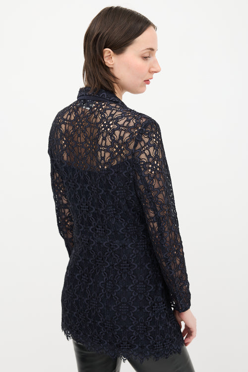 Sandro Lace Double Breasted Blazer