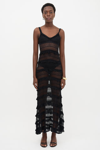 Sandro Lace Knit Ruffle Dress