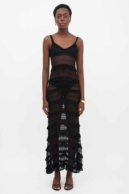 Sandro Lace Knit Ruffle Dress