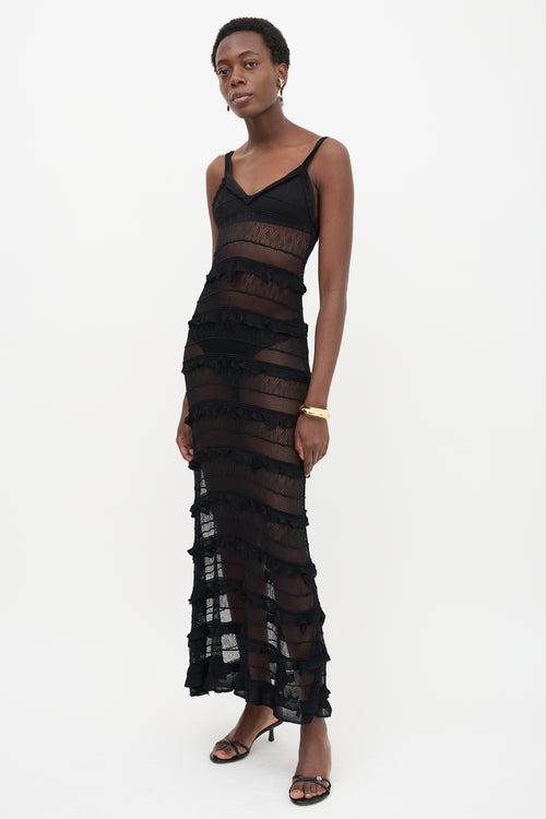 Sandro Lace Knit Ruffle Dress