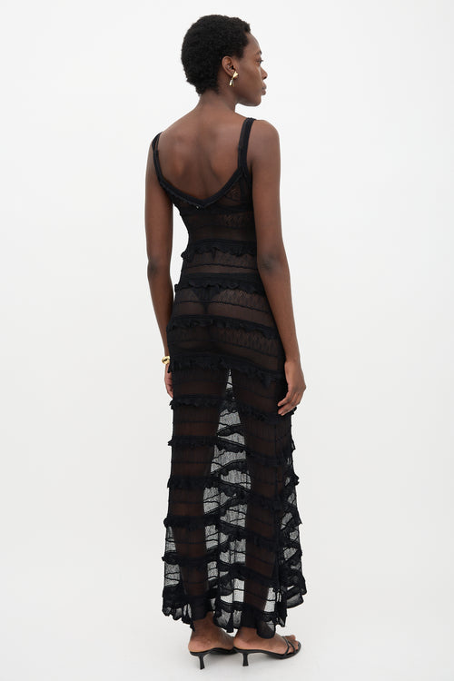 Sandro Lace Knit Ruffle Dress