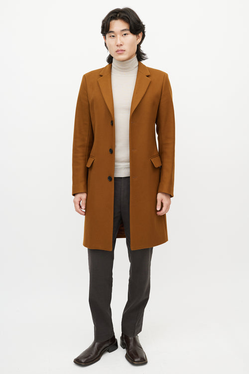 Sandro Light Brown Wool Mid Length Coat