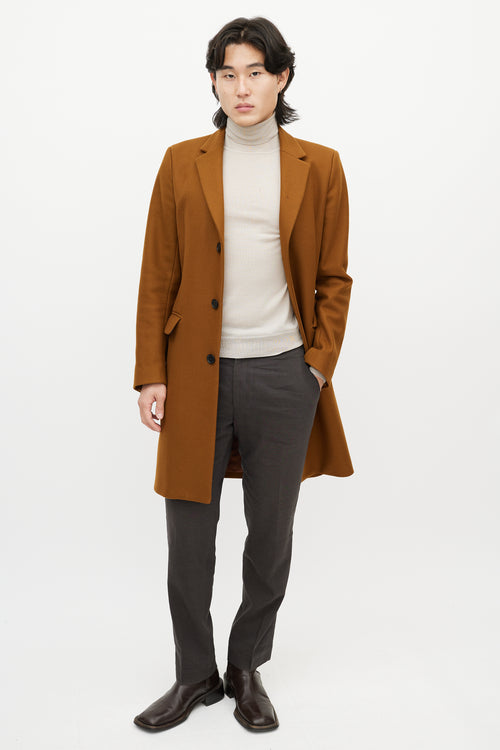 Sandro Light Brown Wool Mid Length Coat