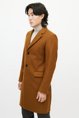 Sandro Light Brown Wool Mid Length Coat