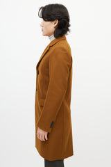 Sandro Light Brown Wool Mid Length Coat