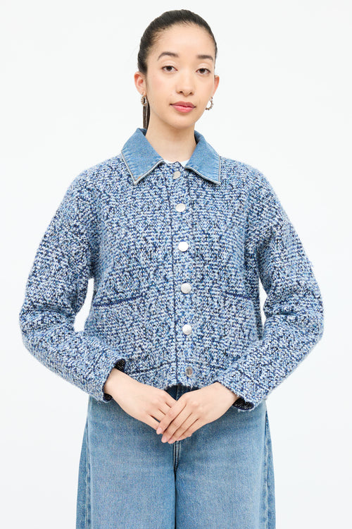 Sandro Tweed Sparkle Button Jacket