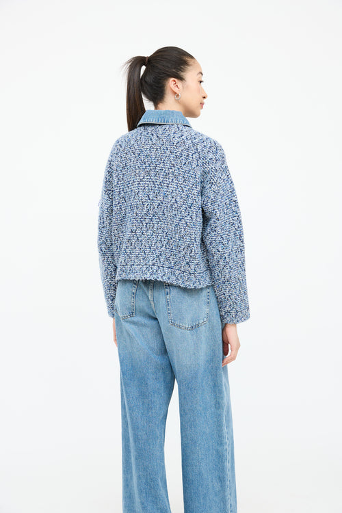 Sandro Tweed Sparkle Button Jacket