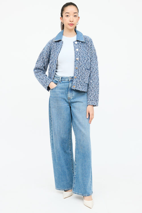 Sandro Tweed Sparkle Button Jacket