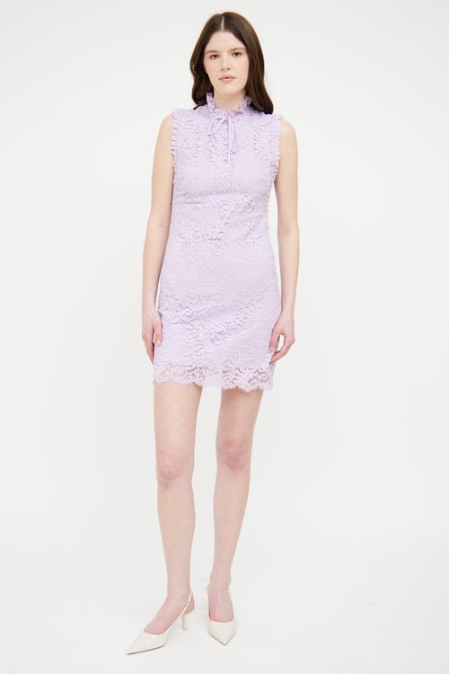 Sandro Purple Lace Ruffle Dress