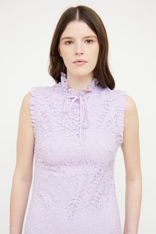 Sandro Purple Lace Ruffle Dress