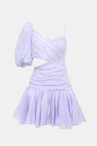 Sandro Linen One Shoulder Dress