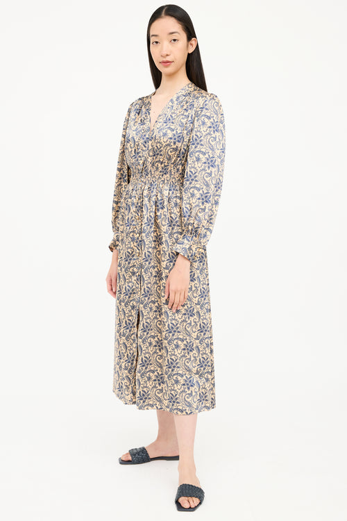 Sandro Satin Floral Gathered Dress