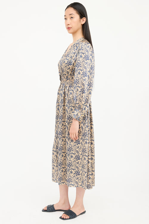 Sandro Satin Floral Gathered Dress