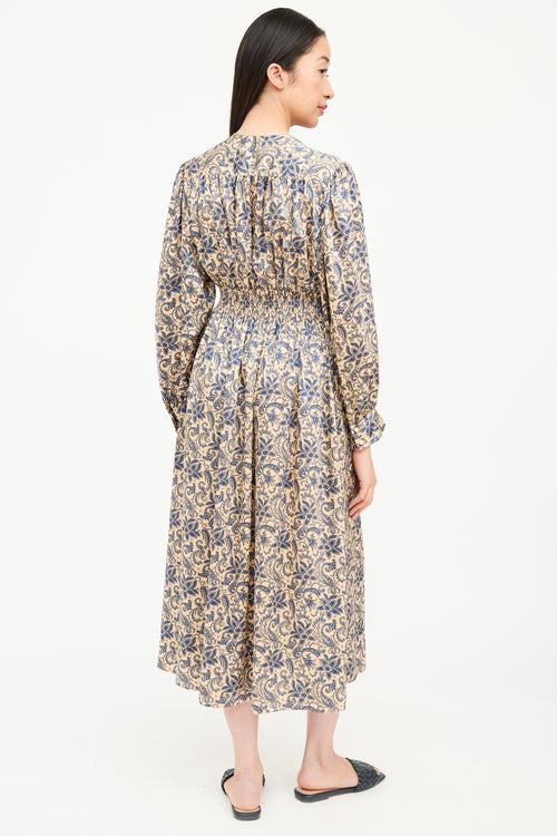 Sandro Satin Floral Gathered Dress