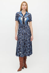 Sandro Navy & Multicolour Floral Belted Dress
