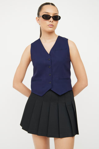 Sandro Navy & Black Button Vest